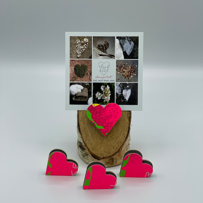 Birch Stand with Upcycled Cindy Ski Heart & Collage (Small)