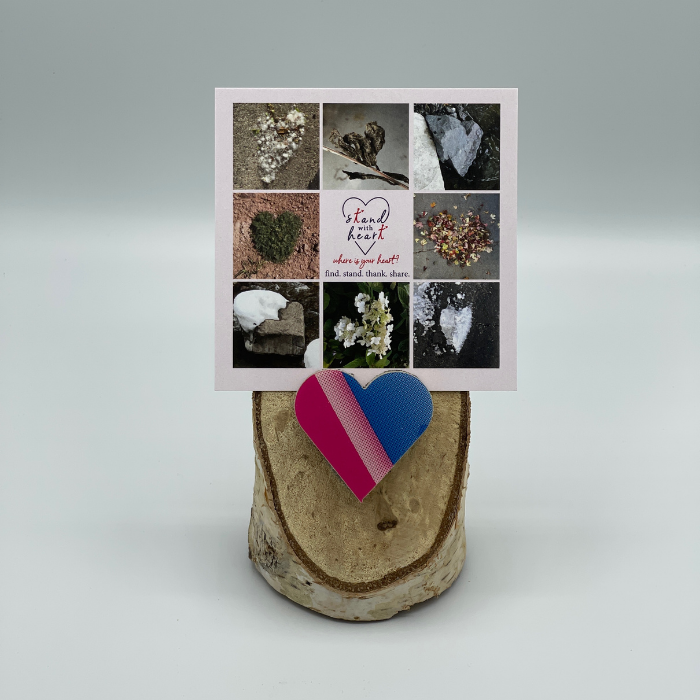 Birch Stand with Upcycled Lily Ski Heart & Collage (Small)
