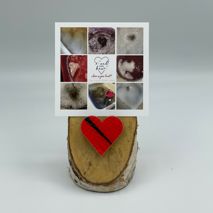 Birch Stand with Upcycled Ali Ski Heart & Collage (Small)