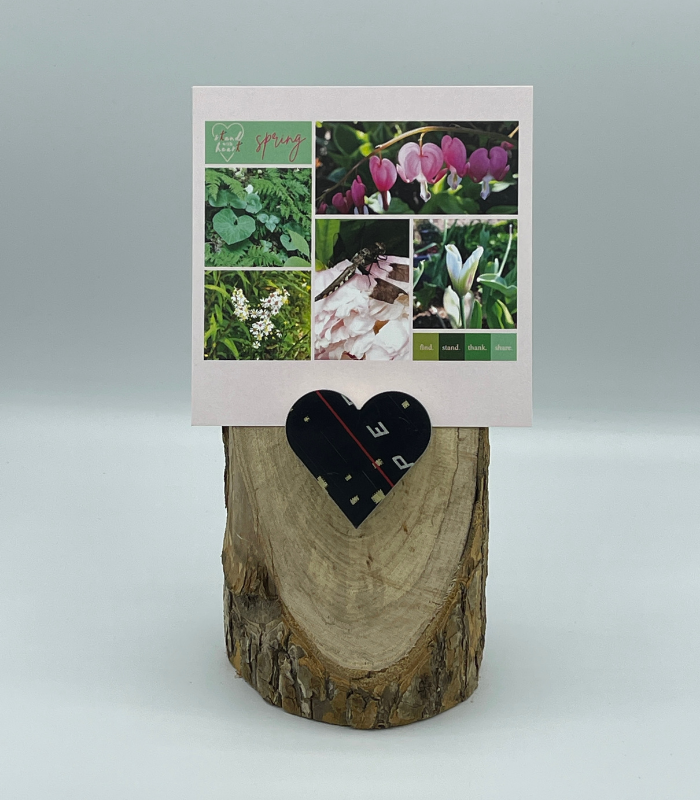 Oak Stand with Upcycled Lexi Ski Heart & Collage (Large)