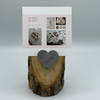 Oak Stand with Upcycled Hank Ski Heart & Collage (Large)