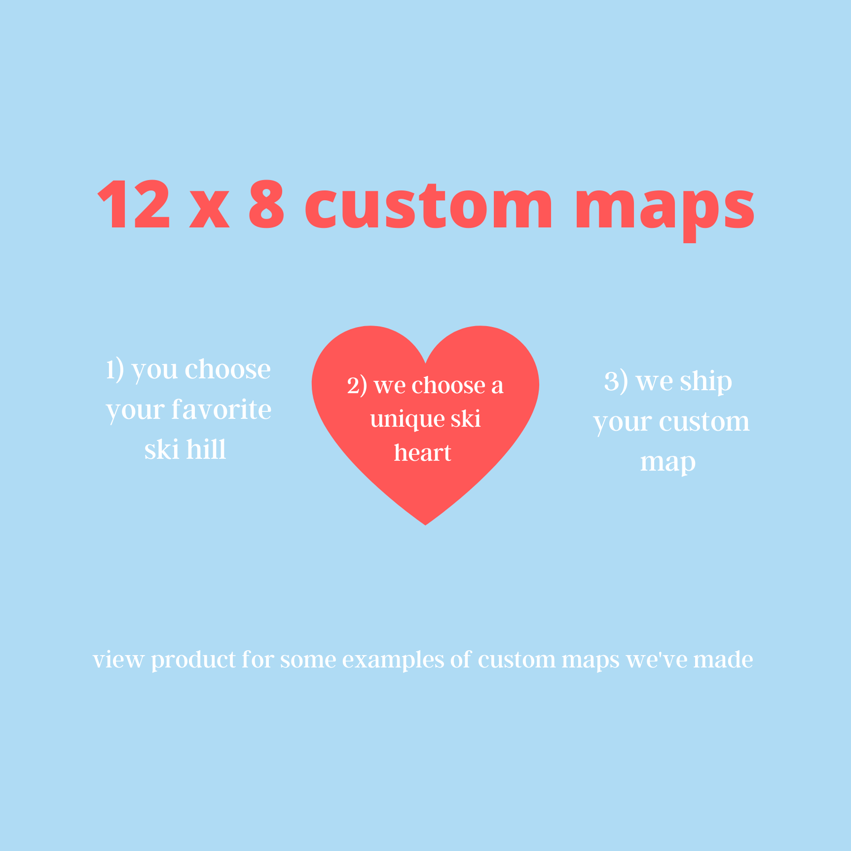 Custom Wooden Ski Map With Heart (12 x 8)