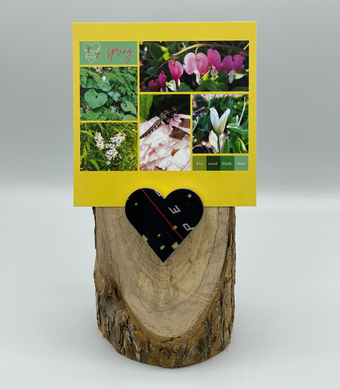 Oak Stand with Upcycled Lexi Ski Heart & Collage (Large)