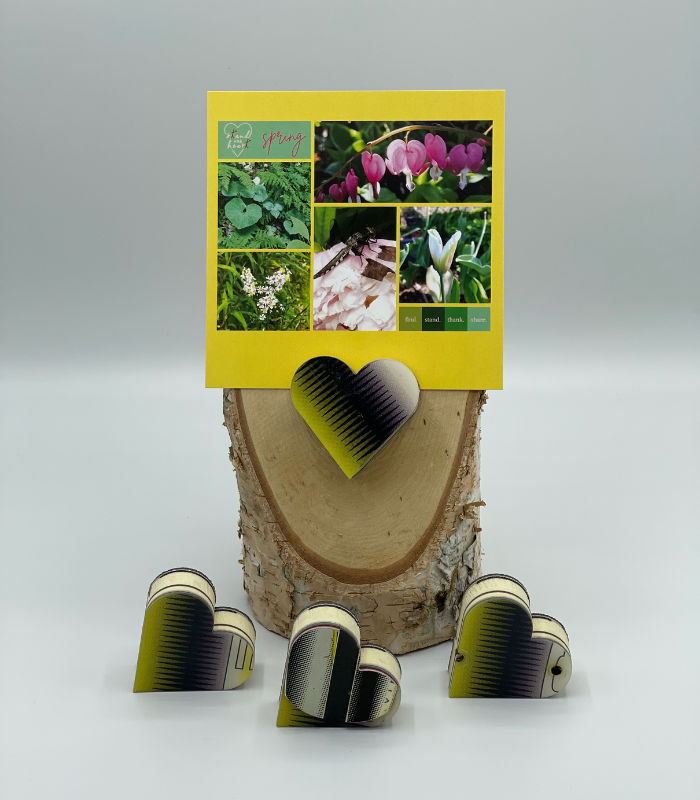 Birch Stand with Upcycled Michelle Ski Heart & Collage (Large)