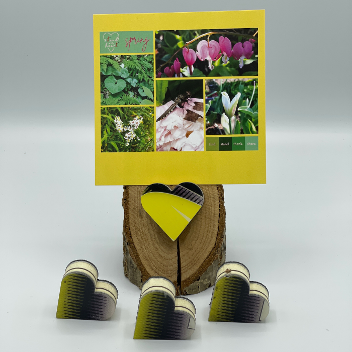 Oak Stand with Upcycled Michelle Ski Heart & Collage (Small)