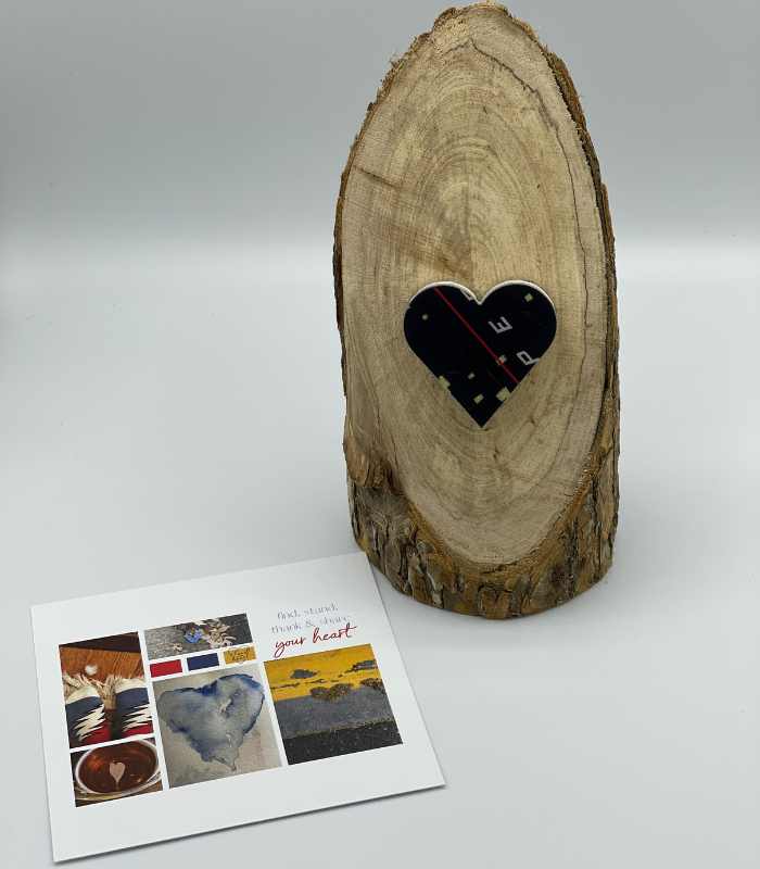 Oak Stand with Upcycled Lexi Ski Heart & Collage (Large)