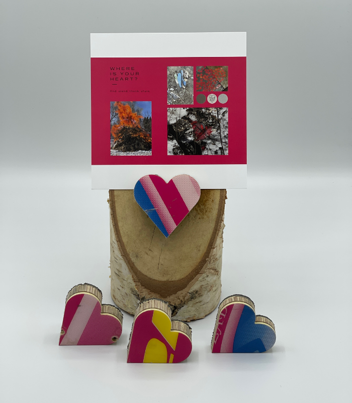 Birch Stand with Upcycled Lily Ski Heart & Collage (Large)