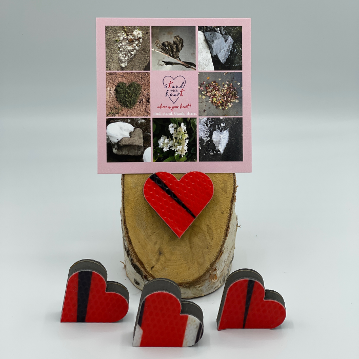 Birch Stand with Upcycled Ali Ski Heart & Collage (Small)