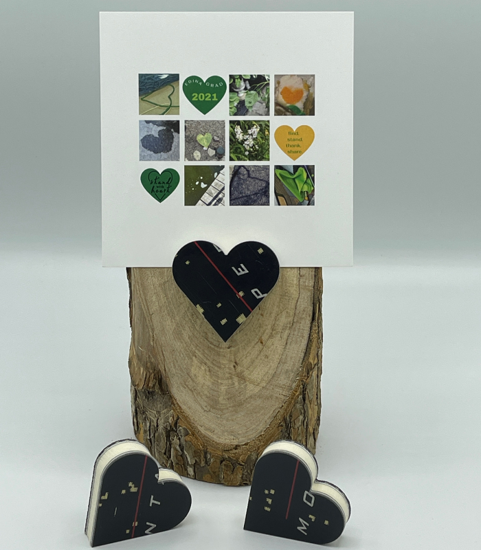 Oak Stand with Upcycled Lexi Ski Heart & Collage (Large)
