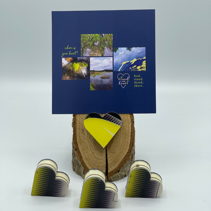 Oak Stand with Upcycled Michelle Ski Heart & Collage (Small)
