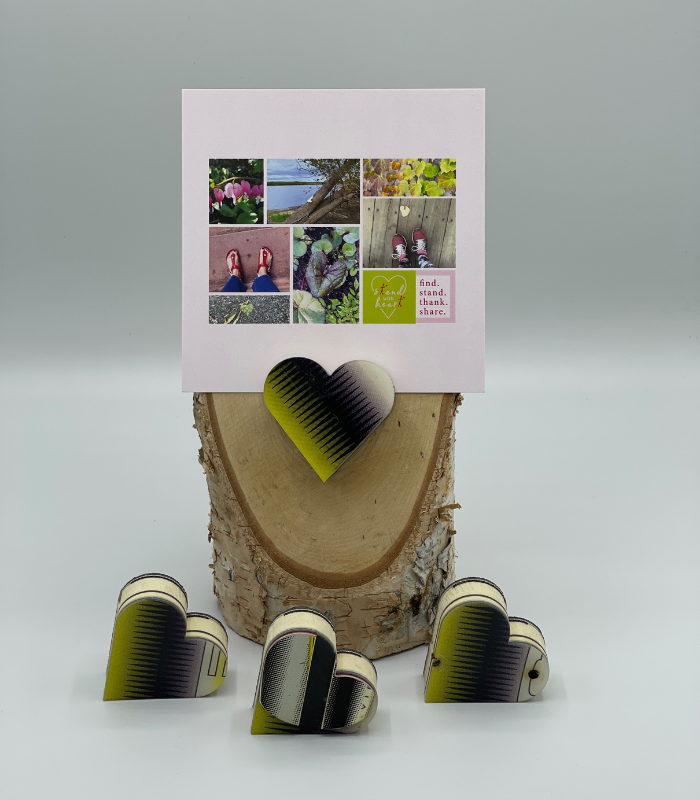 Birch Stand with Upcycled Michelle Ski Heart & Collage (Large)