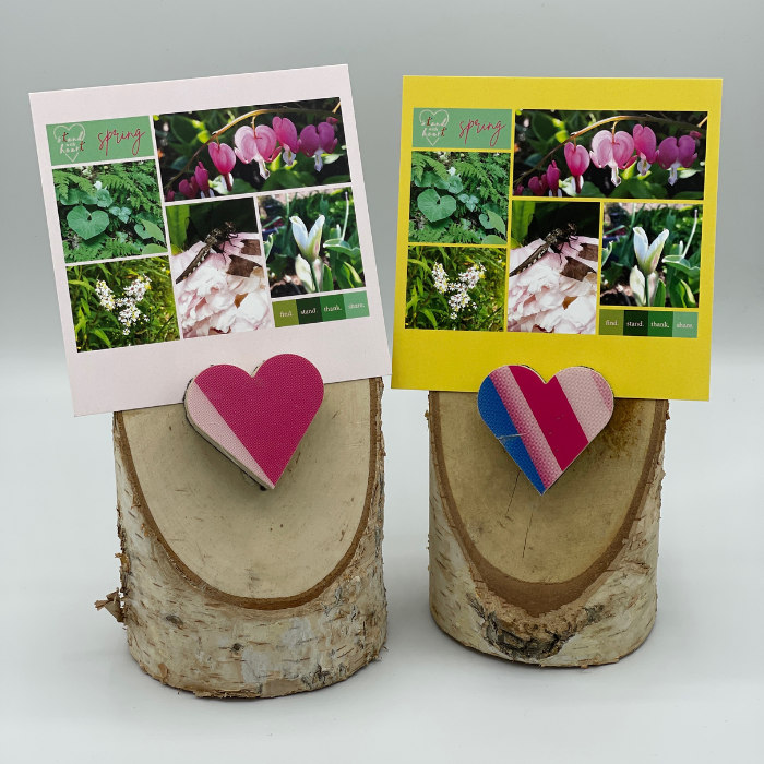 Birch Stand with Upcycled Lily Ski Heart & Collage (Small)