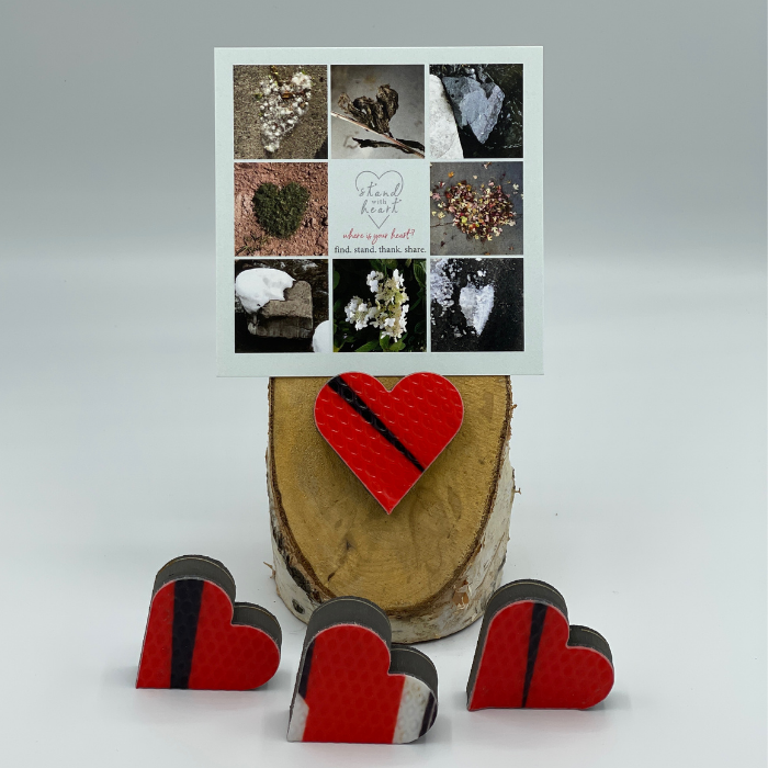 Birch Stand with Upcycled Ali Ski Heart & Collage (Small)