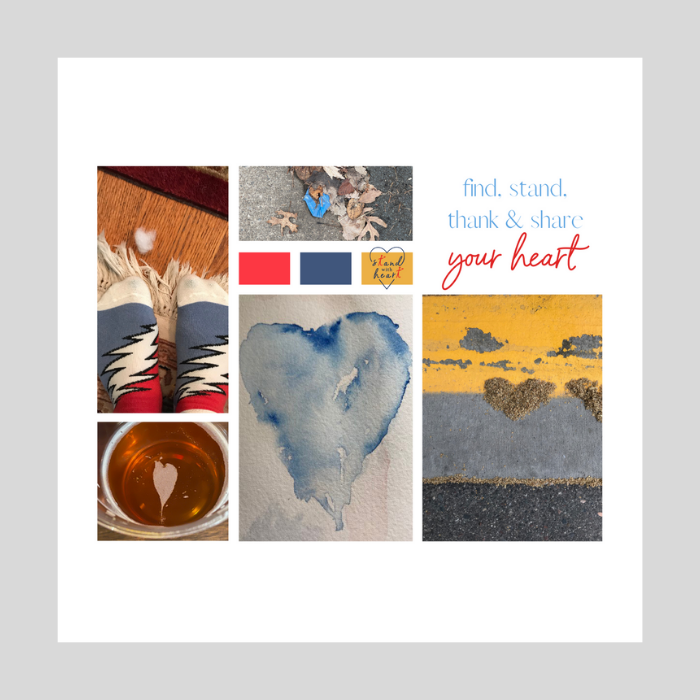 Red Gold and Blue Mood Board Hearts Collage