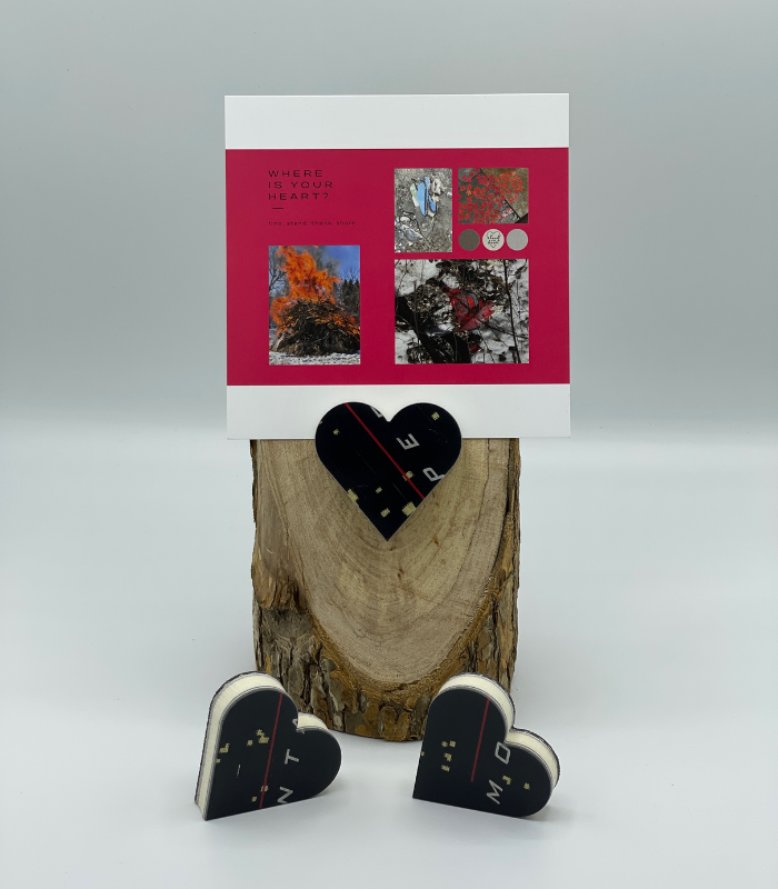 Oak Stand with Upcycled Lexi Ski Heart & Collage (Large)