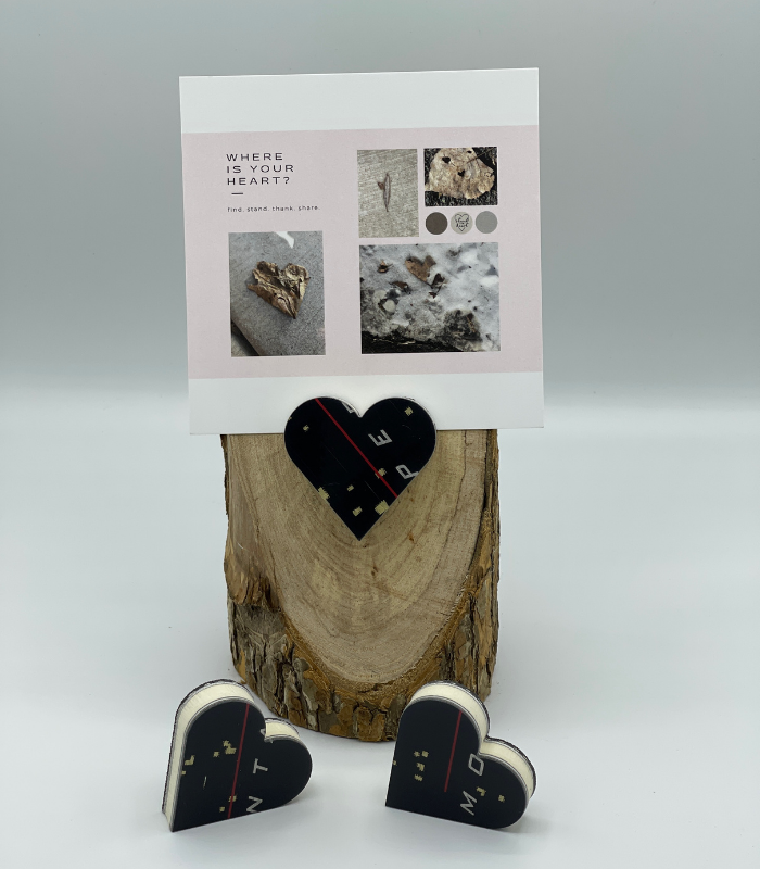 Oak Stand with Upcycled Lexi Ski Heart & Collage (Large)