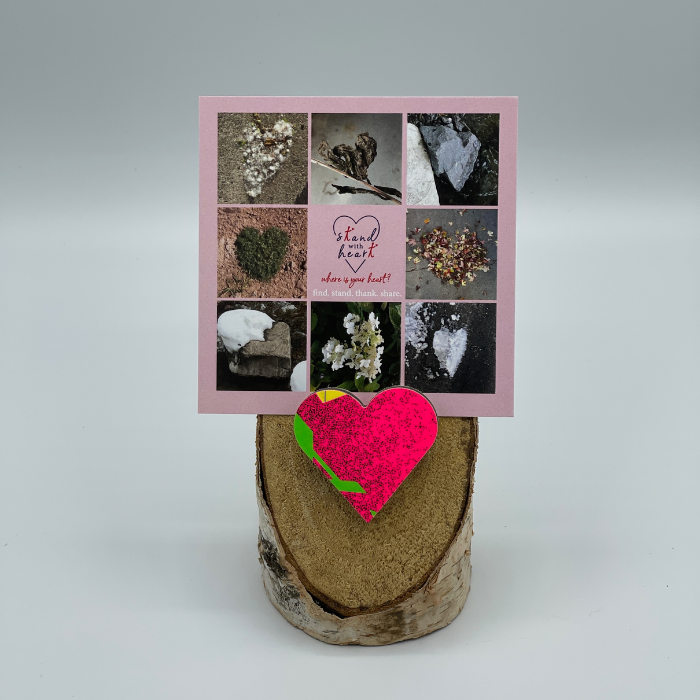Birch Stand with Upcycled Cindy Ski Heart & Collage (Small)
