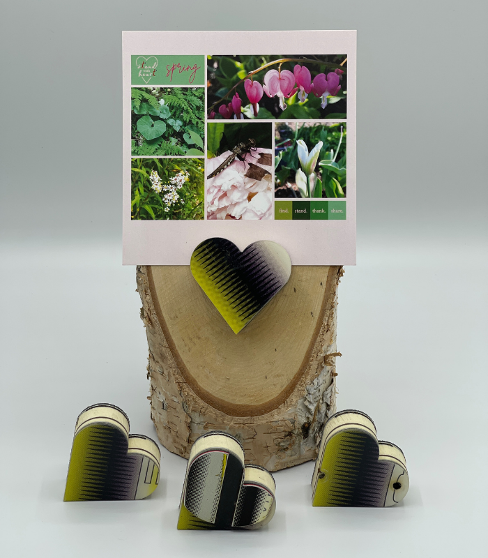 Birch Stand with Upcycled Michelle Ski Heart & Collage (Large)