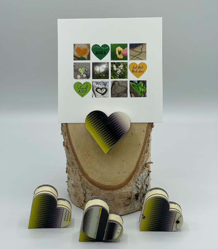 Birch Stand with Upcycled Michelle Ski Heart & Collage (Large)