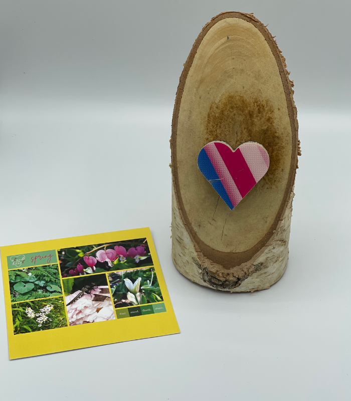 Birch Stand with Upcycled Lily Ski Heart & Collage (Large)