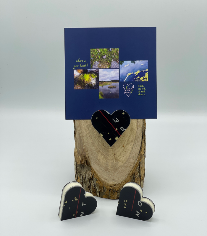 Oak Stand with Upcycled Lexi Ski Heart & Collage (Large)