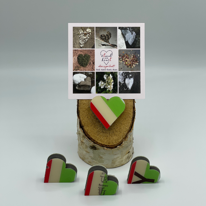 Birch Stand with Upcycled Roxy Ski Heart & Collage