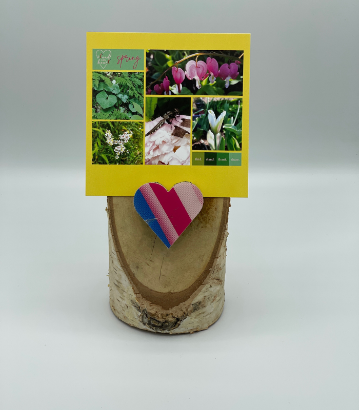 Birch Stand with Upcycled Lily Ski Heart & Collage (Large)