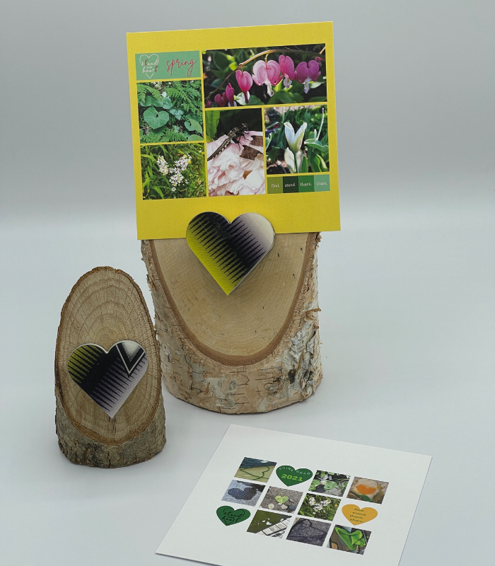 Birch Stand with Upcycled Michelle Ski Heart & Collage (Large)