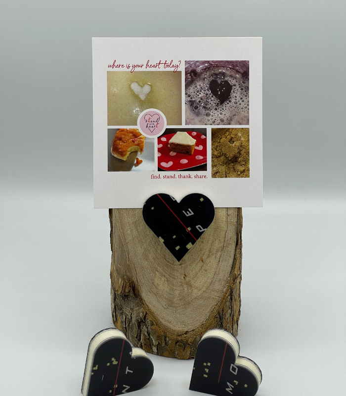 Oak Stand with Upcycled Lexi Ski Heart & Collage (Large)