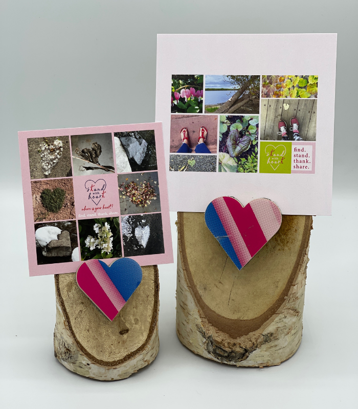 Birch Stand with Upcycled Lily Ski Heart & Collage (Large)