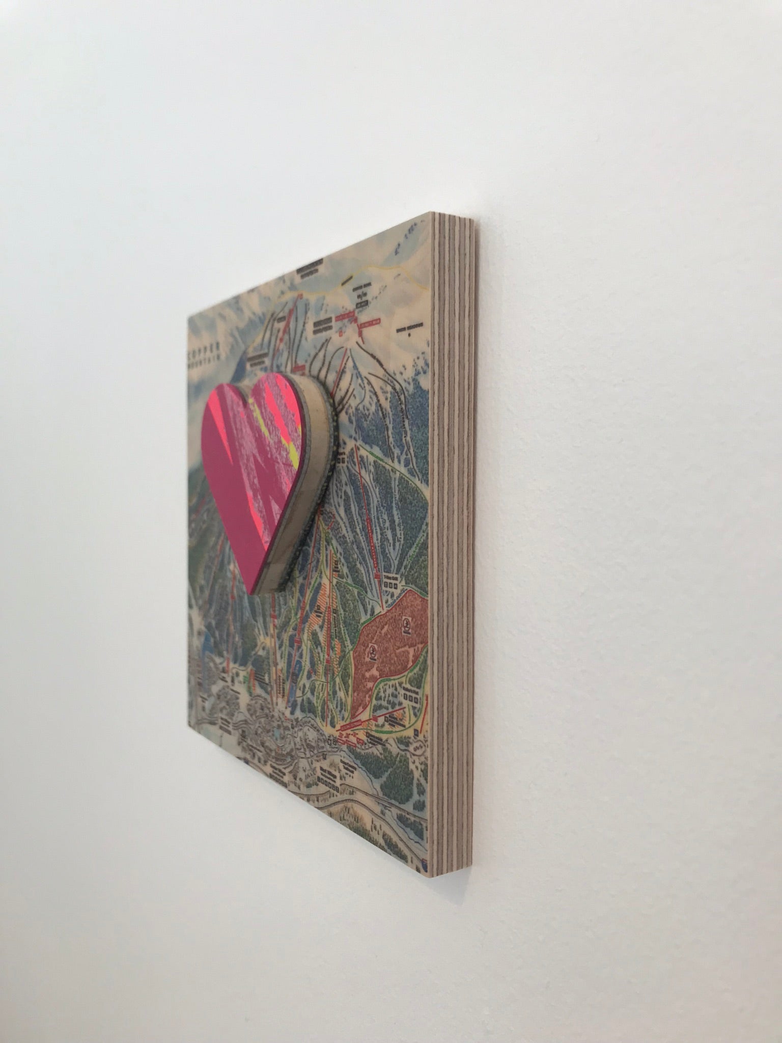Custom Wooden Ski Map With Heart (6 x 6)