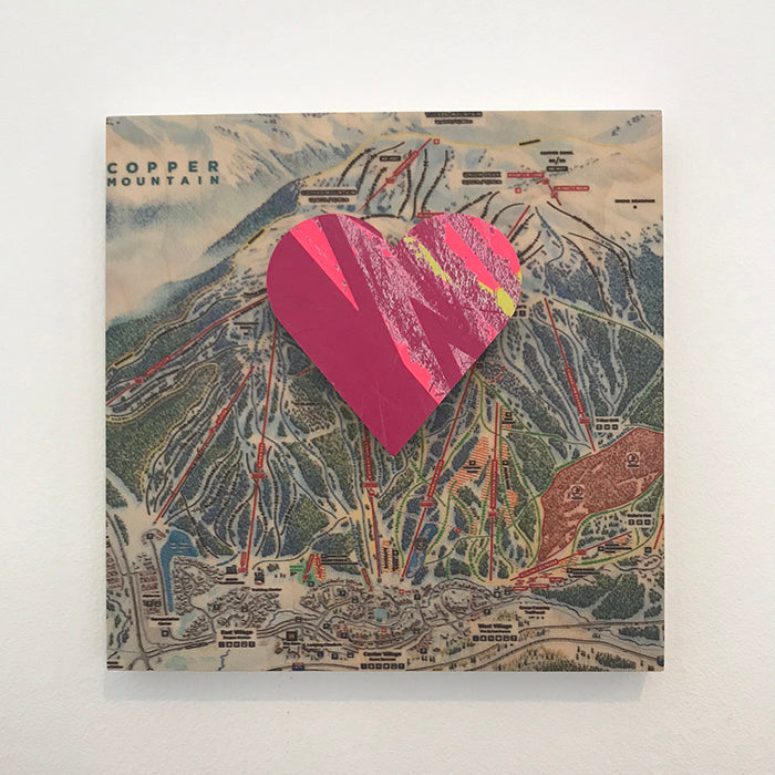 Custom Wooden Ski Map With Heart (6 x 6)