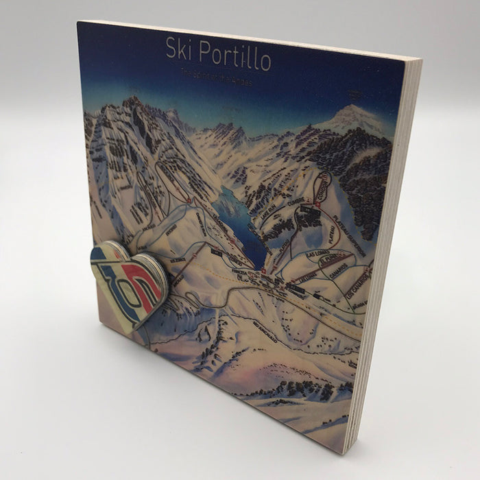 Custom Wooden Ski Map With Heart (6 x 6)
