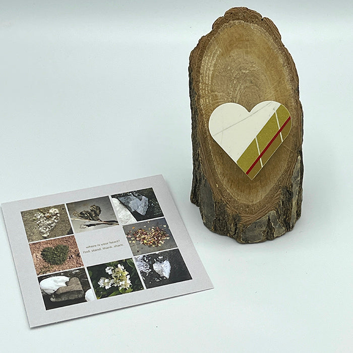 Heart Collage & Oak Stand w/ Upcycled Ava Ski Heart