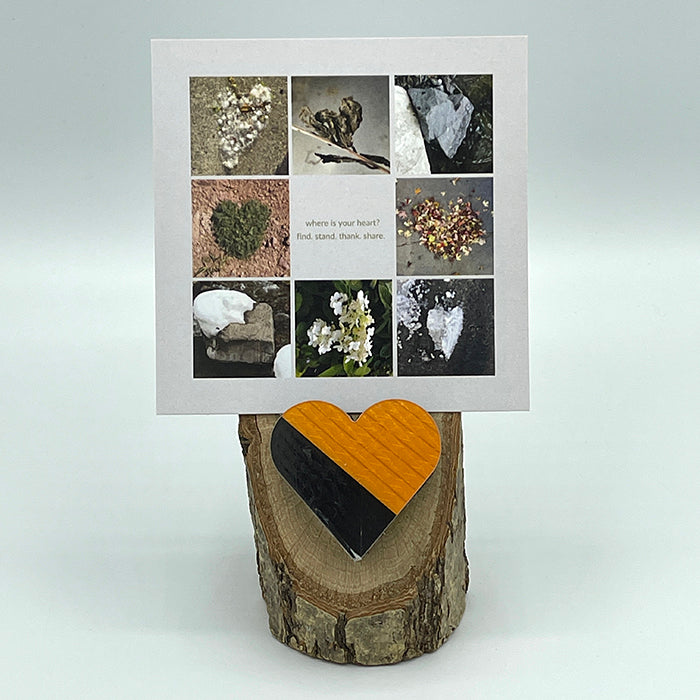Heart Collage & Oak Stand w/ Upcycled George Ski Heart