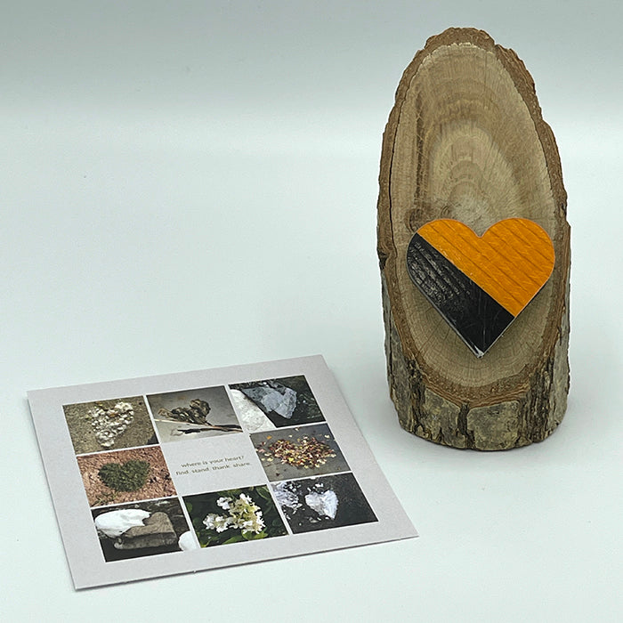 Heart Collage & Oak Stand w/ Upcycled George Ski Heart