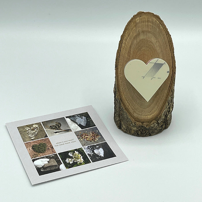 Heart Collage & Oak Stand w/ Upcycled Grace Ski Heart