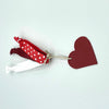 Hair Ties with Red Leather Heart/Silver Leather Cording