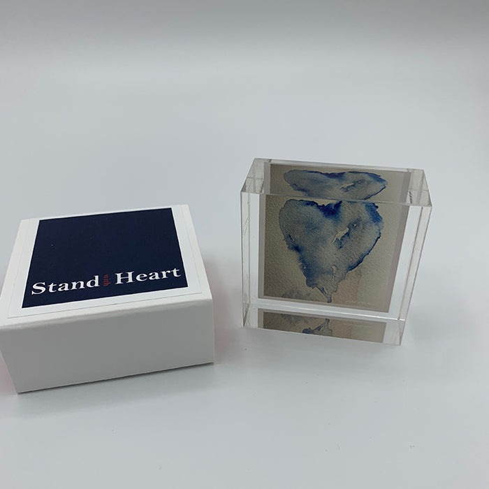 Blue Watercolor Heart Mini Block
